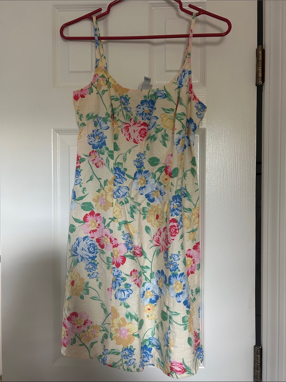 Floral Slip Dress in Cream with Multicolor Blooms